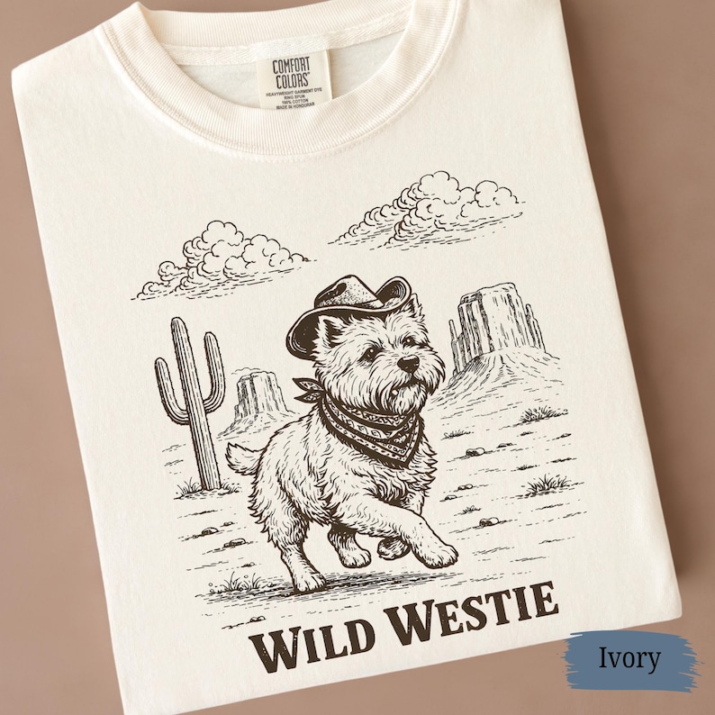 Camiseta Western Westie / Camiseta Comfort Colors West Highland Terrier / Regalo para amantes de los perros imagen 1