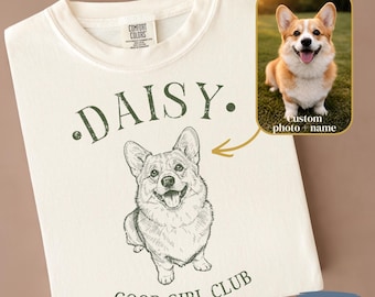Custom Good Dog Club Vintage Dog Shirt | Comfort Colors Pet Photo + Name Custom Portrait | Personalized Cat Person TShirt