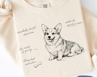 Vintage Illustration Style Corgi Shirt | Dog Sketch Sweatshirt | Gift for Dog Lover