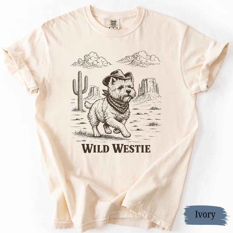Camiseta Western Westie / Camiseta Comfort Colors West Highland Terrier / Regalo para amantes de los perros imagen 14