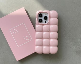 3D Bubble Grid iPhone Case | Glossy Candy Silicone Shockproof Cover