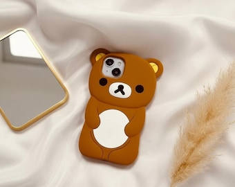 iPhone 3D Bear Couple Case | Silicone Cartoon Phone Case