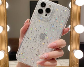 Glitter Star Clear iPhone Case | Soft TPU Shockproof Bumper Cover