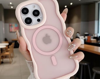 Matte Curly Wave Phone Case for iPhone | Luxury Magnetic Wireless Charge Frosted Back Cover