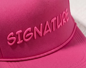 Casquette à imprimé bouffant 3D, Casquette bouffante personnalisée, Casquette trucker bouffante personnalisée, Casquette cursive personnalisée, Casquette bouffante imprimée avec nom d'équipe, Casquette trucker en mousse