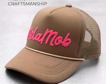 Casquette bouffante personnalisée, Casquette trucker bouffante personnalisée, Casquette cursive personnalisée, Casquette imprimée bouffante avec nom d'équipe, Casquette trucker en mousse, Casquette imprimée bouffante 3D