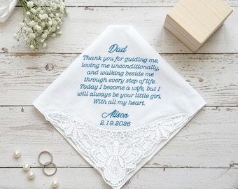 Pañuelo de boda para mamá, pañuelo de hija, regalo para la madre de la novia, pañuelo para papá, recuerdo personalizado del padre