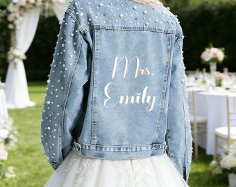 Embroidered Bride Denim Jacket, Bride Jean Jacket, Future Mrs Jacket, Custom Personalized Jacket, Wedding Jean Jacket, Wedding Gift, Bride