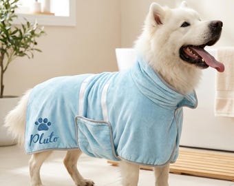 Toalha de Banho Personalizada com Nome do Cachorro Bordado | Toalha de Banho Personalizada com Ícone | Presente para Mãe de Cachorro | Toalha de Higiene Macia e Absorvente para Cães - 6 Tamanhos
