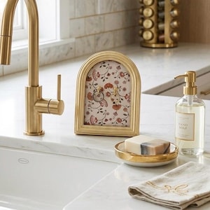Ring Holder Frame- His & Hers Gold Floral Jewelry Display Decor