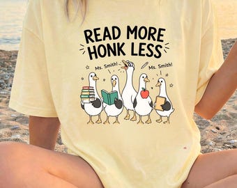 Custom Name Read More Teacher Shirt, Silly Seagull Teacher Shirt, Back to School Teacher Gift for Kindergarten Teacher Outfit, Book Lover