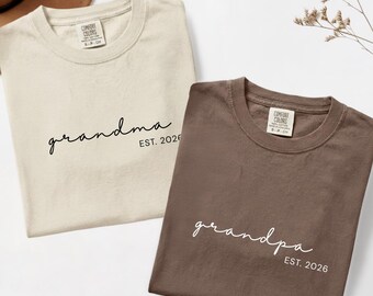 Comfort Colors® Matching Grandma Grandpa Shirt, Minimalist New Grandparents Gift, Pregnancy Reveal