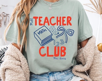 Custom Name Math Teacher Club Graphic Shirt, Retro Personalized Math Teacher Gift for Daycare Teacher, Teacher Appreciation Gift