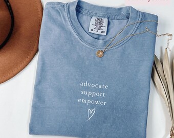 Minimalist Advocate Support Empower Heart Social Worker Shirt, Mental Health Gift for her, School Social Worker Tee, MSW LSW Graduation Gift