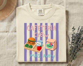 Custom Lunch Lady Club Striped Shirt Personalized School Kitchen Staff Cafeteria Squad Tee School Lunch Staff Gift Teacher Appreciation Gift