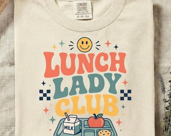 Retro Lunch Lady Club Shirt, Checker Groovy School Cafeteria Tee Cute Cafeteria Worker Top School Lunch Staff Gift Teacher Appreciation Gift
