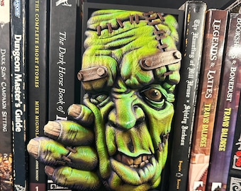 Frankenstein Book Nook | Hand Painted Horror Shelf Decor, Gothic Display (8 Inch)