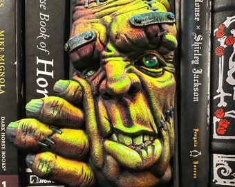 Book Nook Hand-Painted Frankenstein's Monster | Horror Bookshelf Décor | Gothic Shelf Insert | Halloween Gift