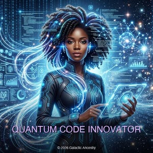 Quantum Code Innovator | Galactic Ancestry | 4K Afrofuturist Art