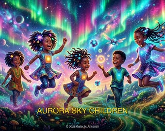Aurora Sky Children | Galactic Ancestry | 4K Afrofuturist Art