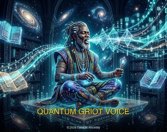 Quantum Griot Voice | Digital Art Print | Healers, Oracles & Mystics | Afrofuturist Wall Art | AI Generated