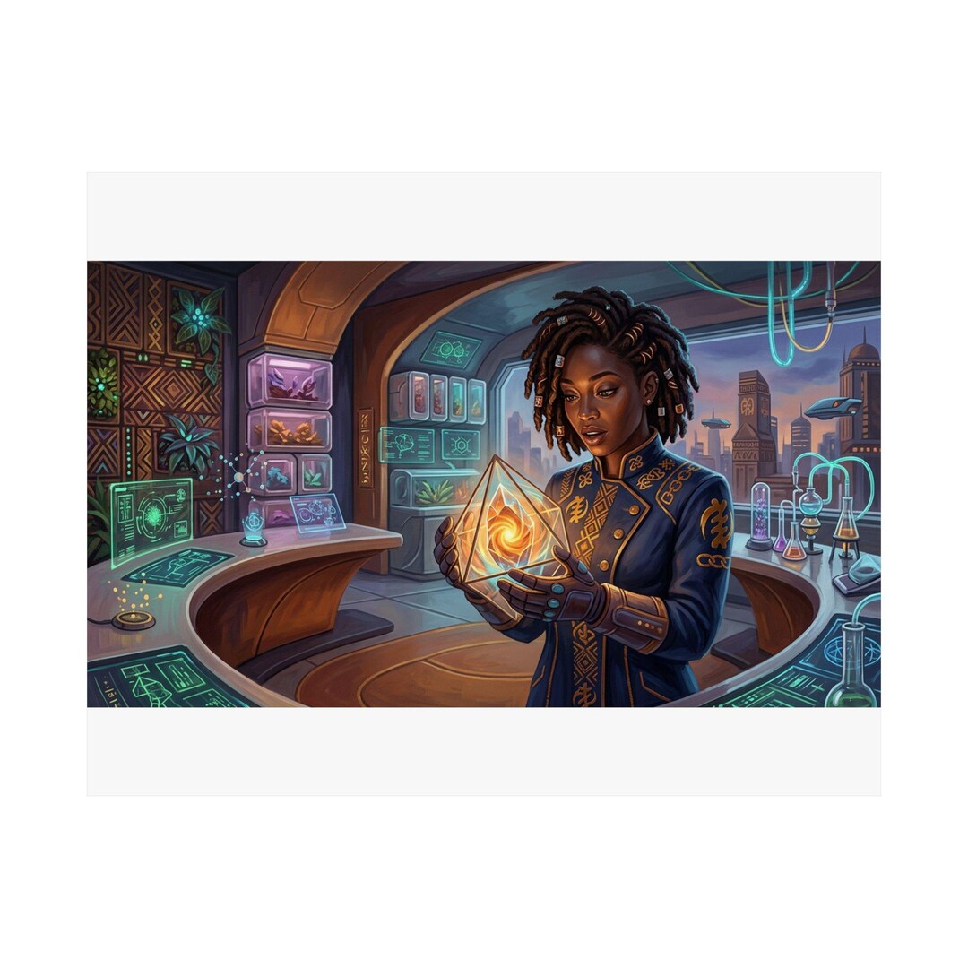 Sunrise Element Scientist | Satin Poster | Afrofuturist | Black Art ...