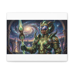 Woven Light Knight | Stretched Canvas | Afrofuturist | Black Art | Afrocentric Wall Decor