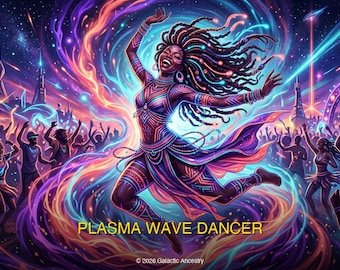 Plasma Wave Dancer | Galactic Ancestry | 4K Afrofuturist Art
