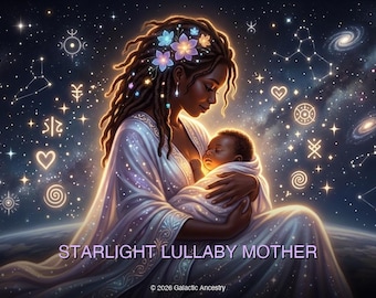 Starlight Lullaby Mother | Galactic Ancestry | 4K Afrofuturist Art