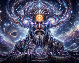 Nebula Crowned Prophet | Galactic Ancestry | 4K Afrofuturist Art