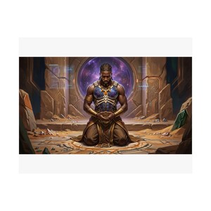 Bone & Smart-Glass Guardian | Satin Poster | Afrofuturist | Black Art | Afrocentric Wall Decor