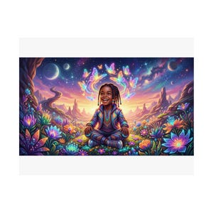 Butterfly Halo Boy | Satin Poster | Afrofuturist | Black Art | Afrocentric Wall Decor