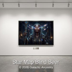 4K Afrofuturist digital art: Star Map Blind Seer — Galactic Ancestry. Black art instant download print.