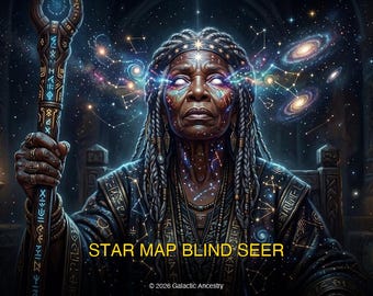 Star Map Blind Seer Afrofuturist Art Print | Black Afrocentric Wall Decor (4K Digital Download)