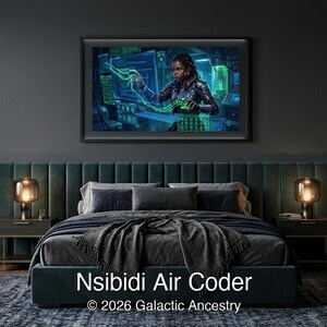 4K Afrofuturist digital art: Nsibidi Air Coder — Galactic Ancestry. Black art instant download print.