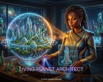 Afrofuturistische architect digitale kunstafdruk | Living Planet, zwarte kunst (download)