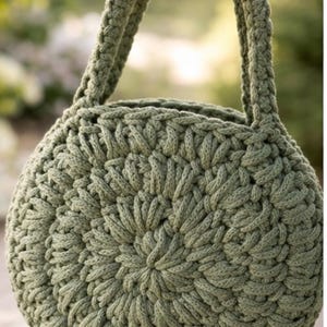 Handmade Crochet Round Bag: Structured Macrame Cord Purse, Modern Design