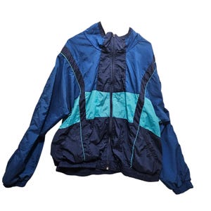 MacGregor Vintage 90er Jahre Colorblock Windbreaker Jacke Herren 3XL Blau Teal Zip Up