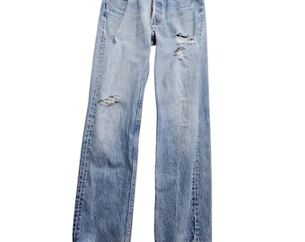 Jean Levi's 501 coupe droite homme 28 x 29 cm Bleu clair effet vieilli avec braguette boutonnée vintage*