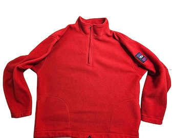 Felpa Gap Fleece con cerniera a un quarto, taglia L, colore rosso, serie Alpine LT, con patch vintage anni '90.
