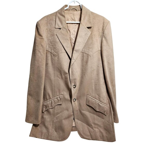 Phoenix Western Apparel Grais Blazer Men 44L Tan Western Embroidered Sport Coat*