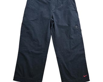 Pantalon court Nike Ripstop An 2000 L (12-14) Noir à rayures rouges 127163 Capri