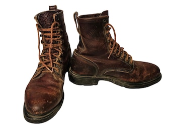 Vintage Red Wing Work Boots Mens 10 Brown Leather Lace Up Lug Sole Made in USA*
