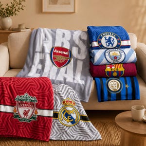Football Inspired Flannel Blanket, Soccer Fan Gift, Sofa Bed Warmth