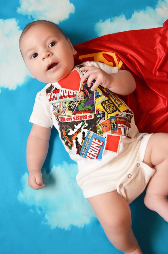 Items similar to Superhero Bodysuit, Boys Bodysuit, Boys Tie and Vest