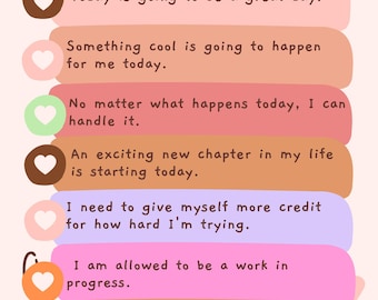 Daily Affirmations Wall Art | Mental Health Poster | Self Love Print | Digital Download