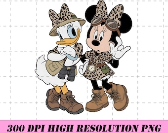 Safari Minnie and Daisy Duck PNG, Animal Kingdom Vacation Design (Digital Download)