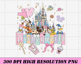 Retro Disneyworld Castle Png, Mickey Friends Vacation Tee (Digital Download)