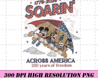 Retro Soarin Across America Mickey and Friends PNG, USA 250th Anniversary Family Trip Outfit PNG 2026, Epcot Center png