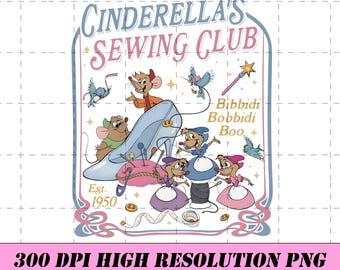 Jaq & Gus Gus png, Disney Cinderella's Sewing Club PNG, Disneyland Cinderella Est 1950 Digital, Disney Princess Sewing Shirt